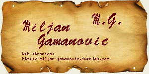 Miljan Gamanović vizit kartica